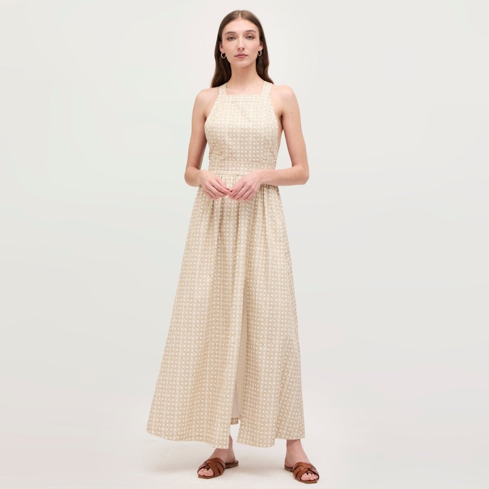 Hill House Addie Dress  Sand Basketweave cotton Sateen XL Apron nwt